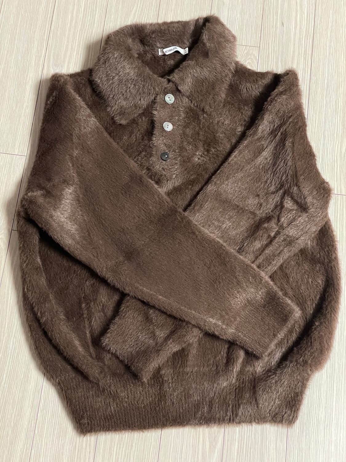 키뮤어 소프트 헤어리 카라니트 M 브라운 상품이미지2