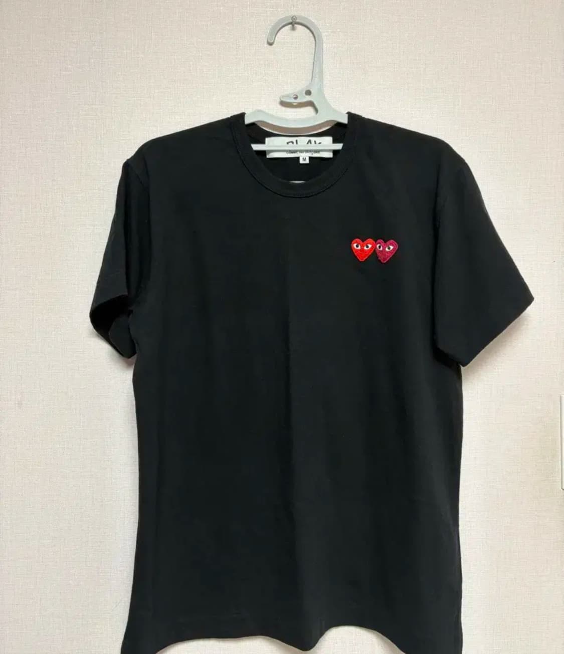 꼼데가르송 더블하트 반팔 블랙 XL 상품이미지1