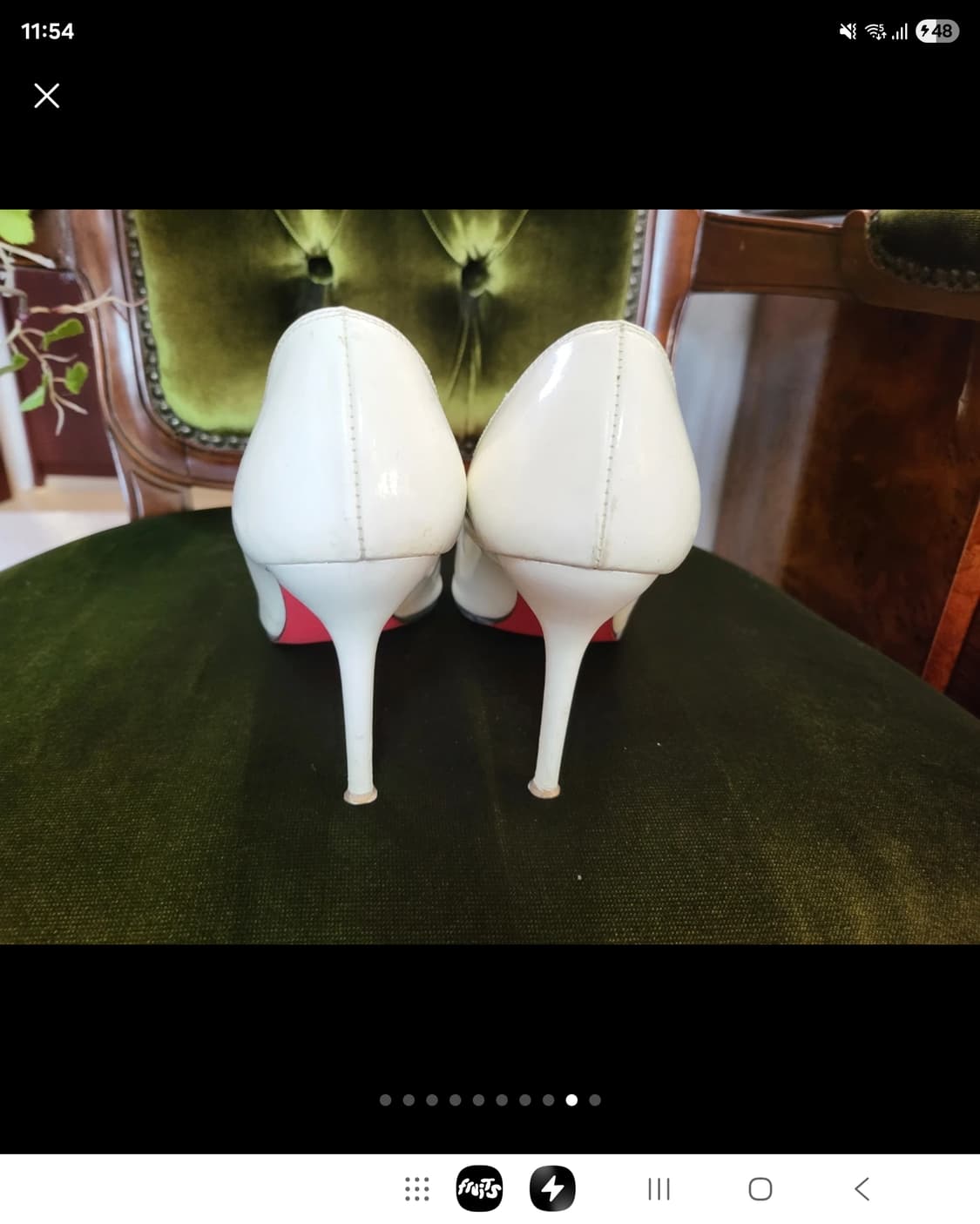 백화점구입 수제화 더슈 에나멜 화이트 토오픈 하이힐 펌프스  상품이미지9