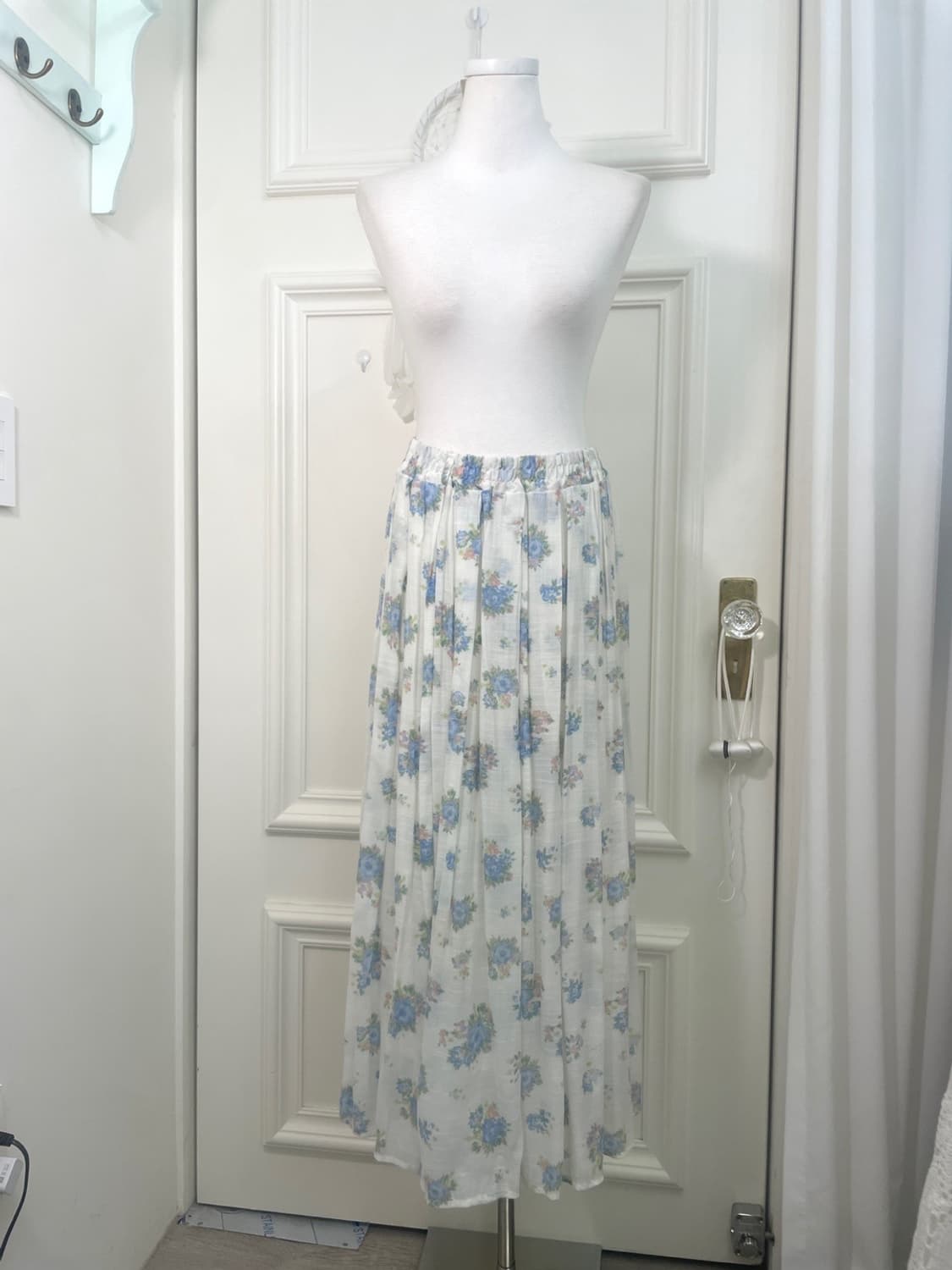 blue flower summer long banding skirt 상품이미지1