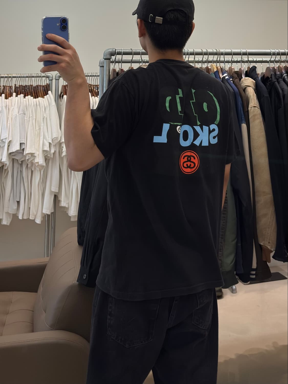 스투시 올드스쿨  반팔 티셔츠 블랙 상품이미지9
