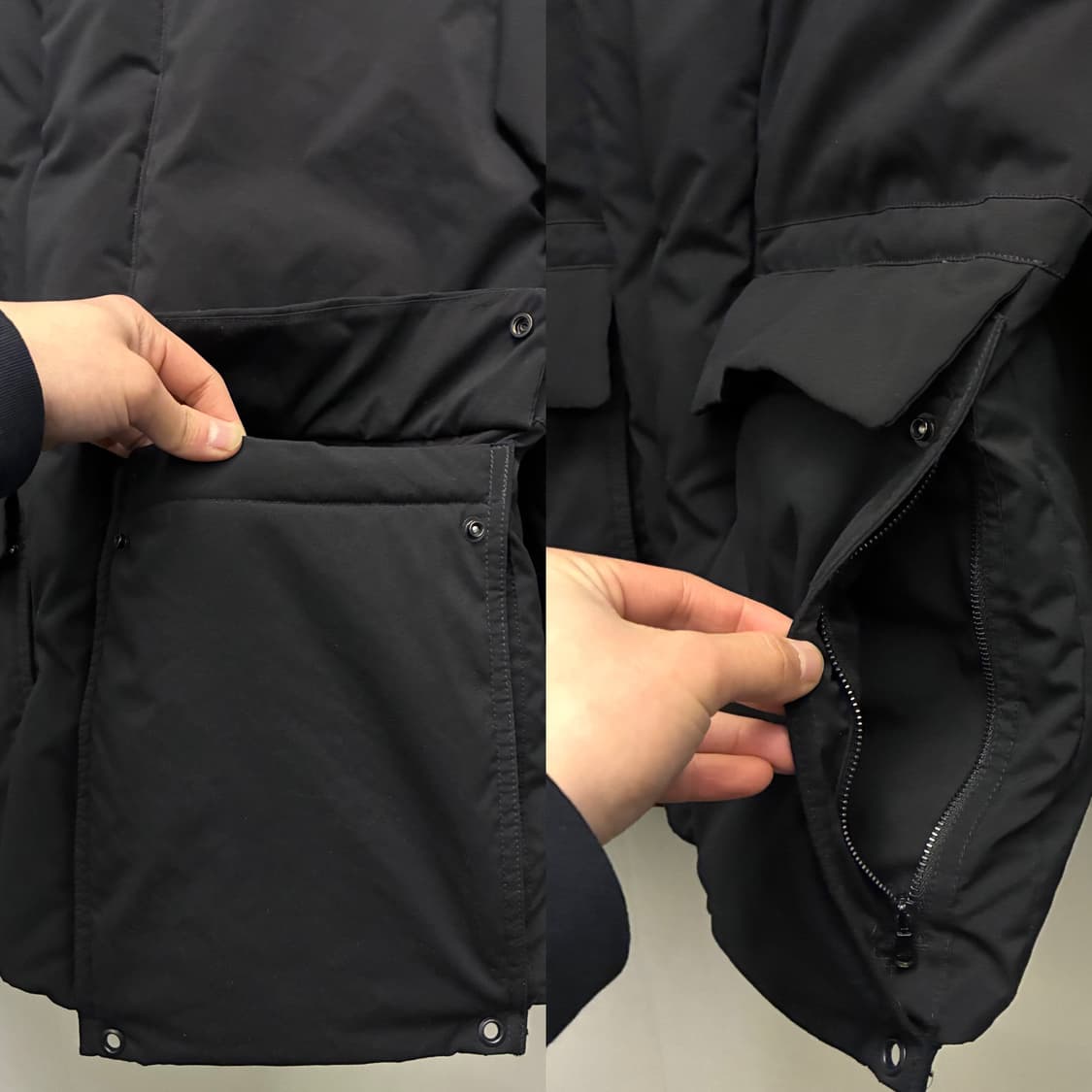 (L/100)TIME HOMME 타임옴므 미니멀 구스 다운 패딩 블랙 상품이미지5