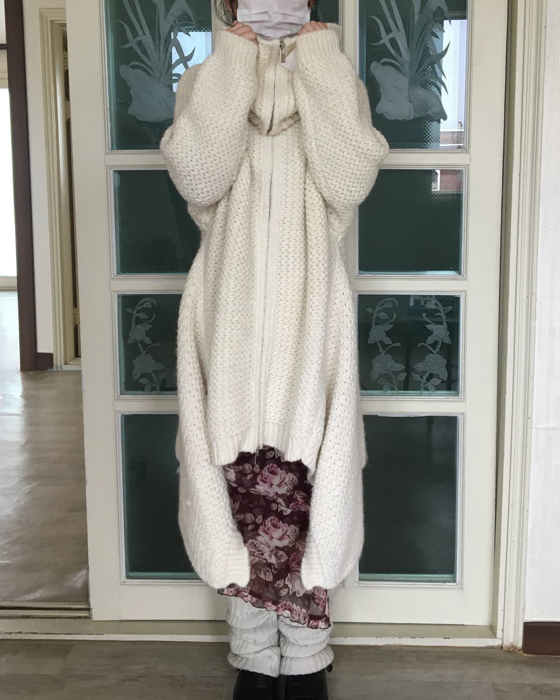 Heavy wool high neck unbalanced knit zip 상품이미지9