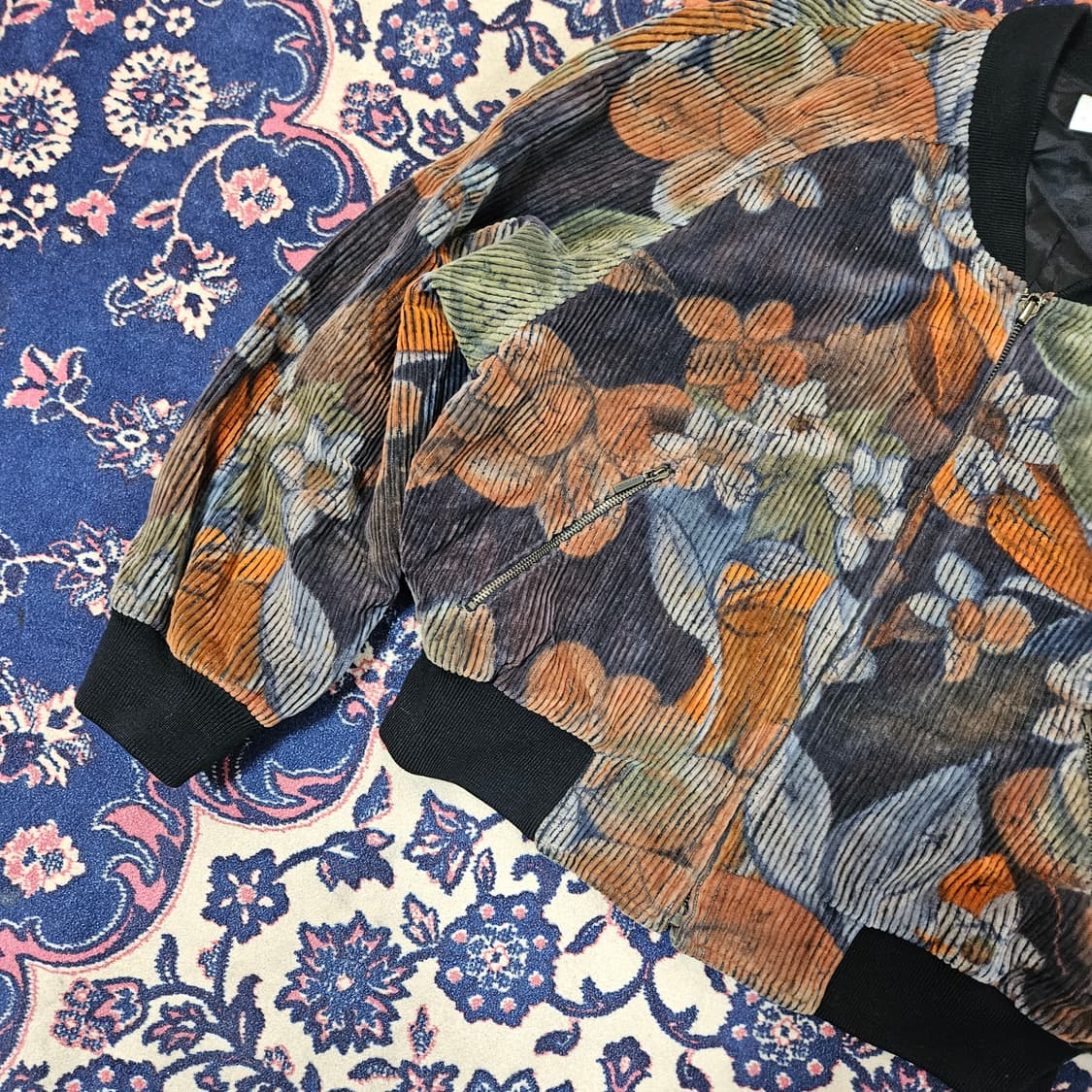 Jeunement 빈티지 코듀로이 플라워 패터니즈 봄버자켓 상품이미지2