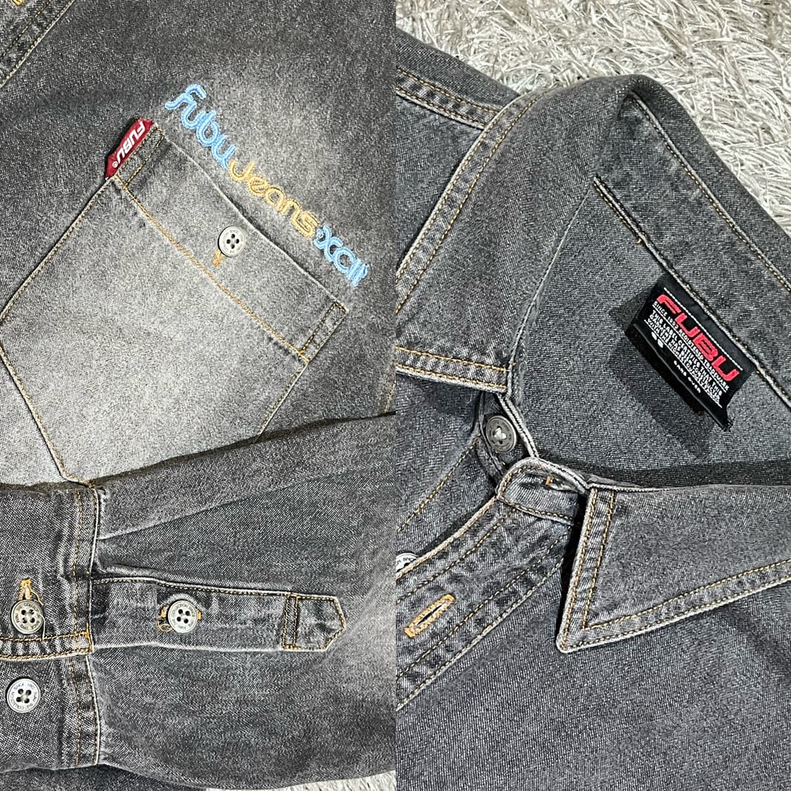 FUBU 흑청 워싱 셔츠 상품이미지5