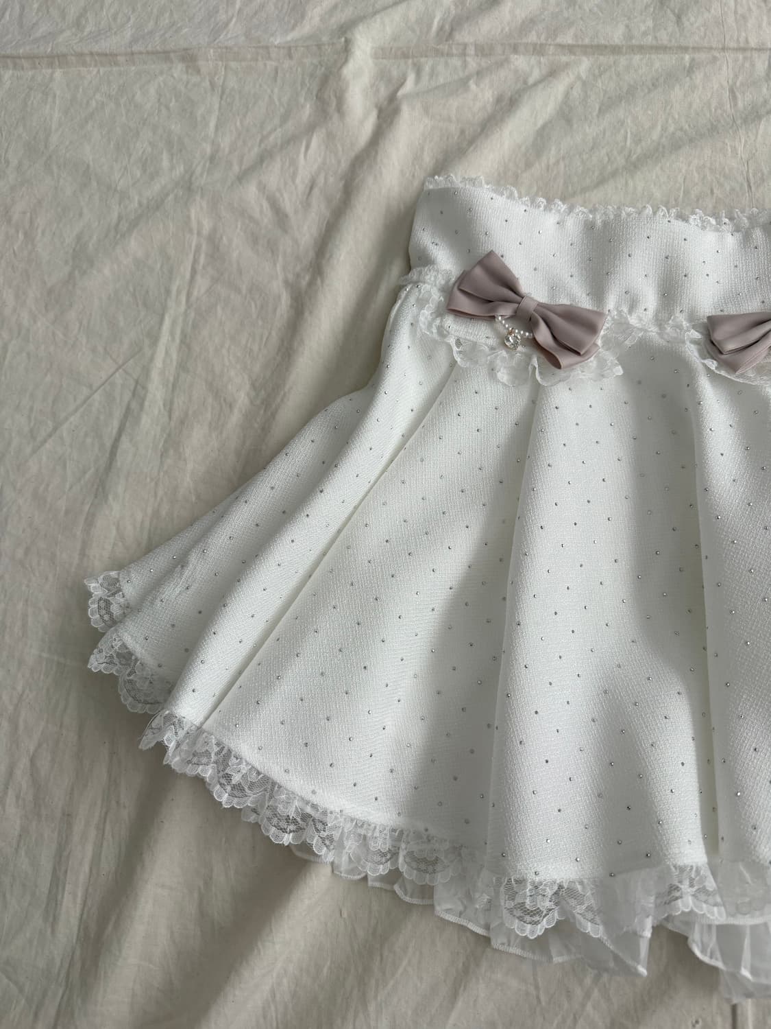 로지타 지뢰계 양산형 히메갸루 하이웨스트 화이트 큐빅 미니원피스 상품이미지3