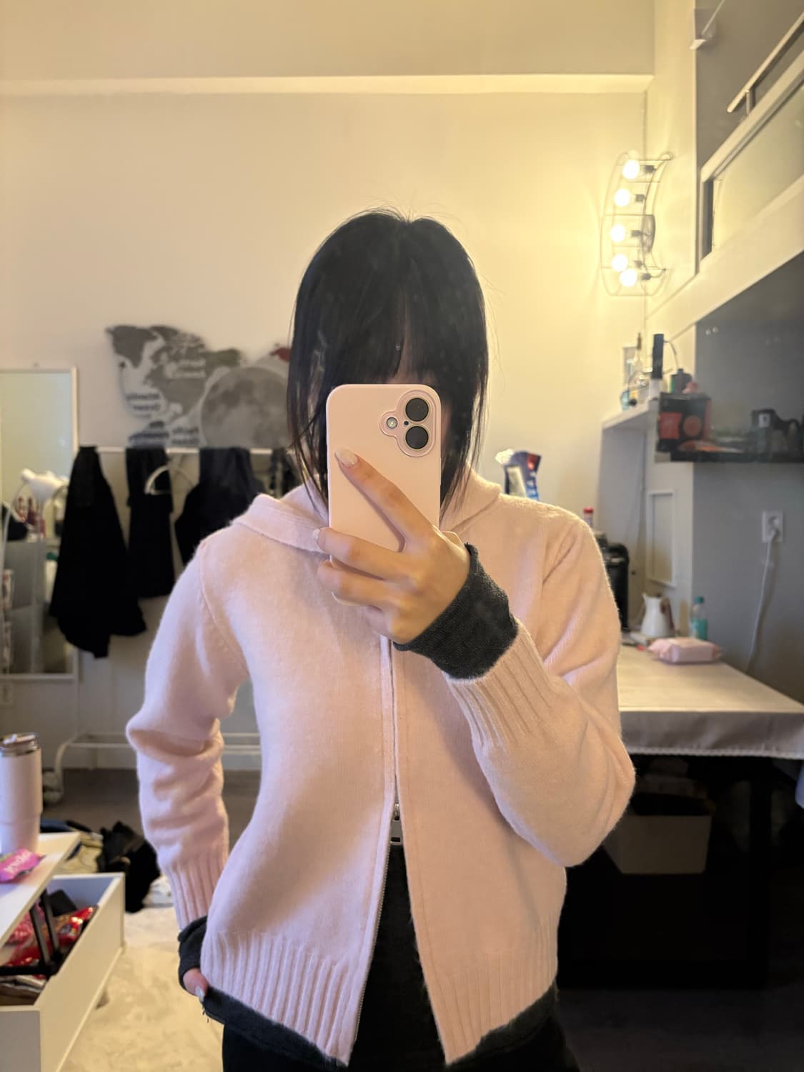 딸기우유색 후드집업 상품이미지1