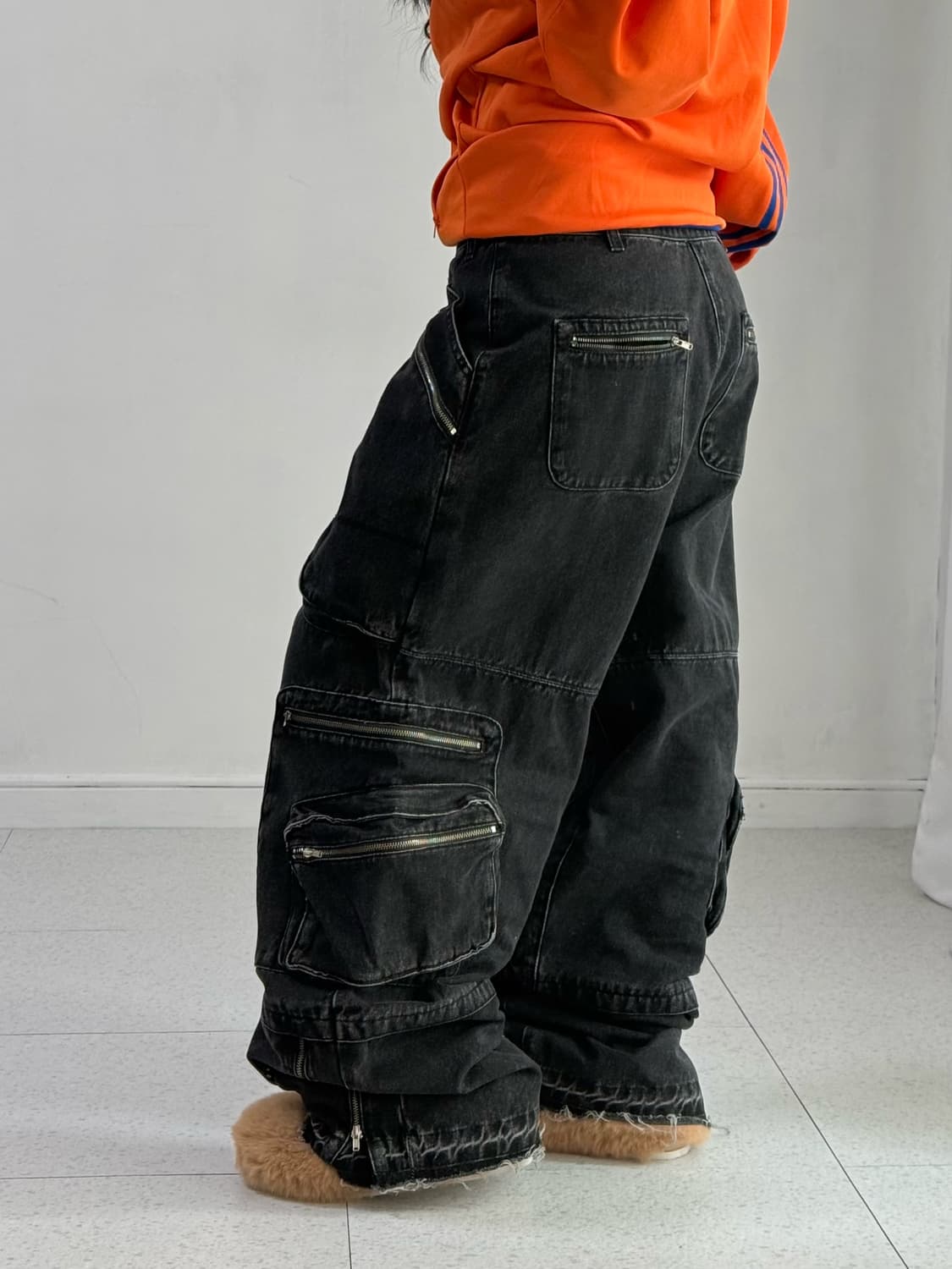 빅유니온 흑청 멀티포켓 카고팬츠 상품이미지3