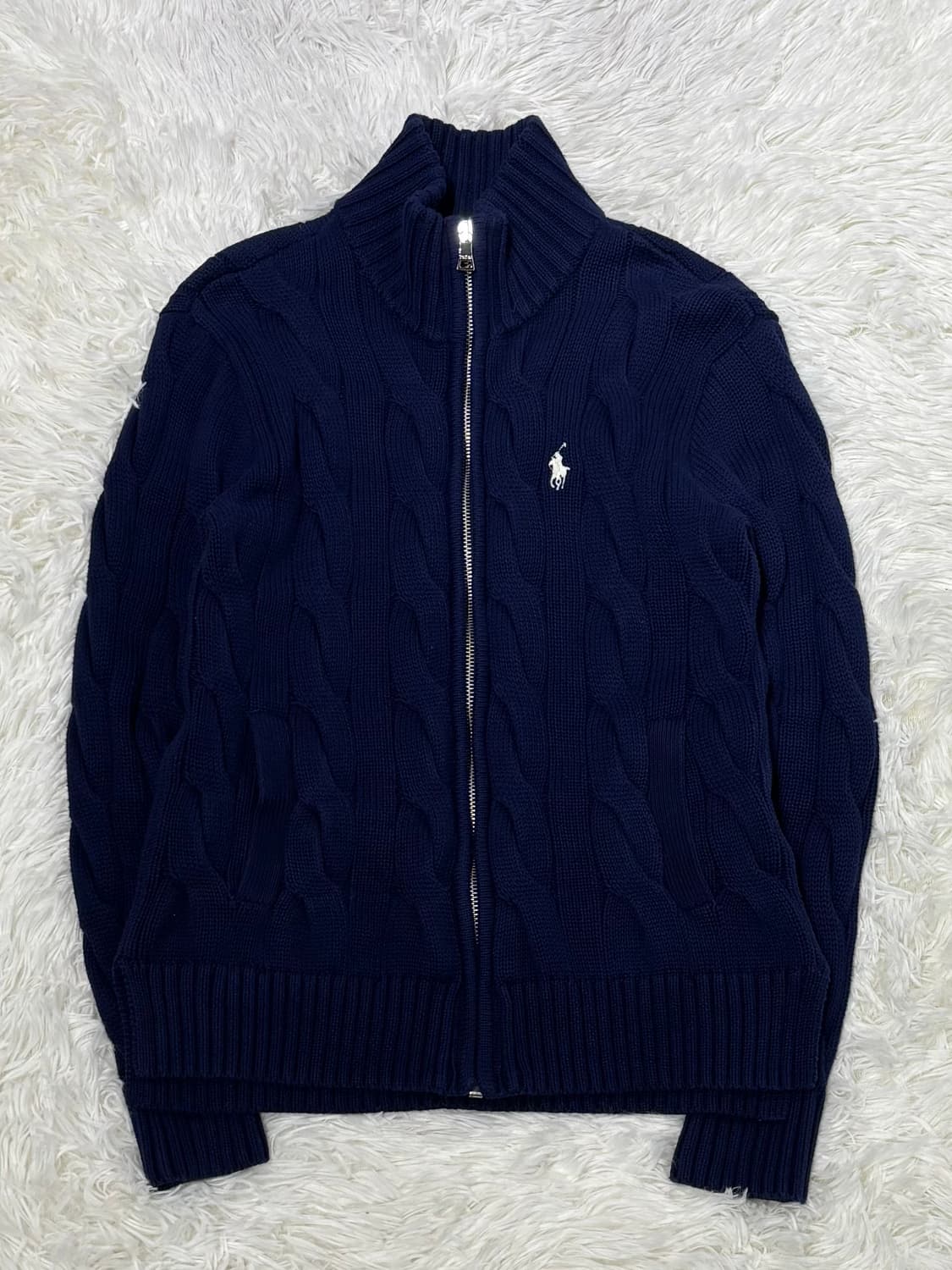 폴로랄프로렌 화이트포니 네이비 케이블 니트집업 상품이미지4