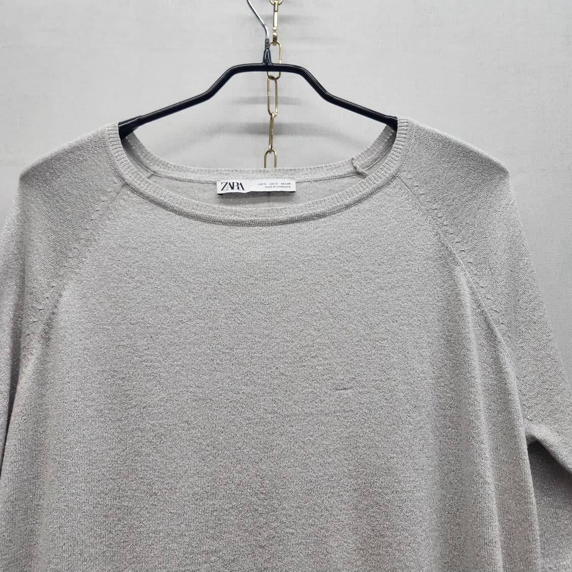 자라 ZARA 메탈릭 얇은 크롭 니트 S(L) 상품이미지2
