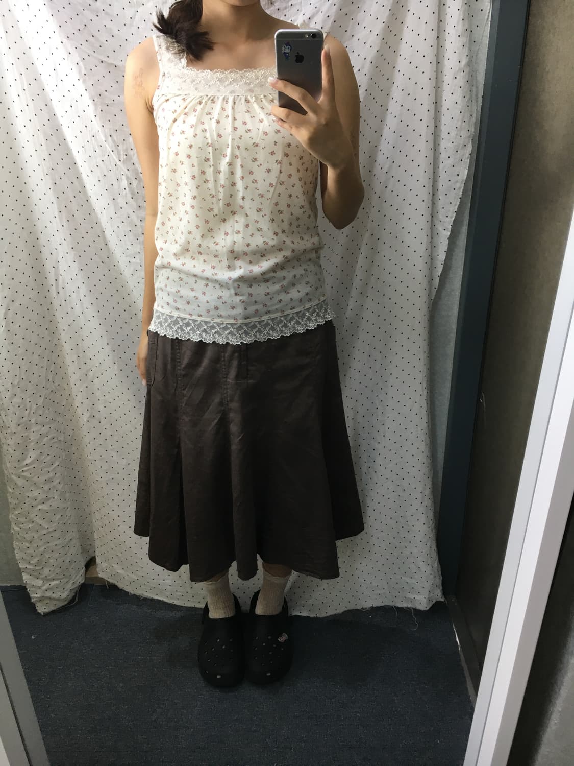 브라운 미디 스커트 상품이미지2