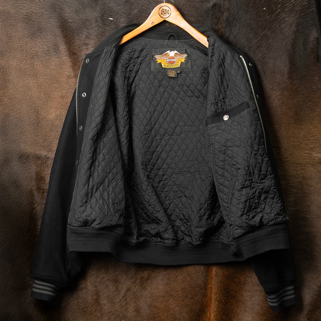 [120] 90s 할리데이비슨 울 레이온 바시티 자켓 블랙  상품이미지8