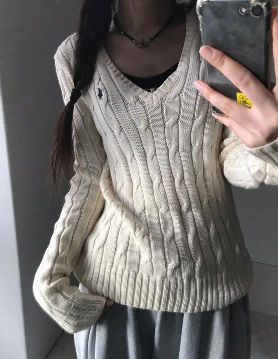 (유일매물 구형) 폴로 브이넥 니트 아이보리 (급전!!) 상품이미지2