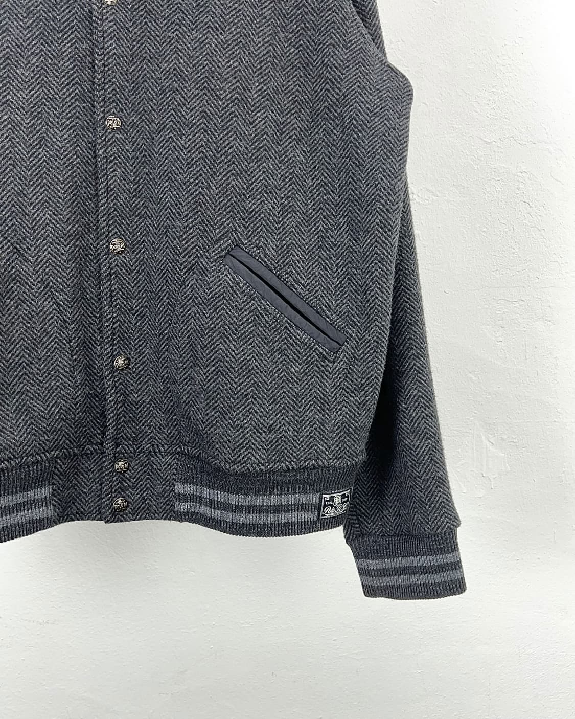 폴로 랄프로렌 차콜 그레이 헤링본 울 바시티 자켓 상품이미지5