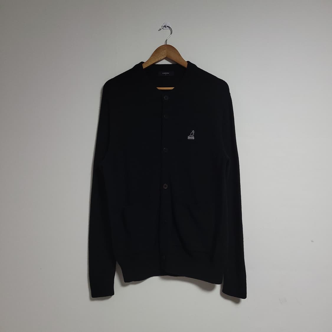 (M) KANGOL 캉골 블랙 울 가디건 상품이미지1