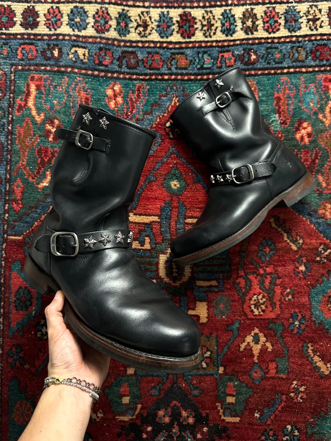 OG USA Made FRYE 풀그레인 스터드 엔지니어 부츠 상품이미지1