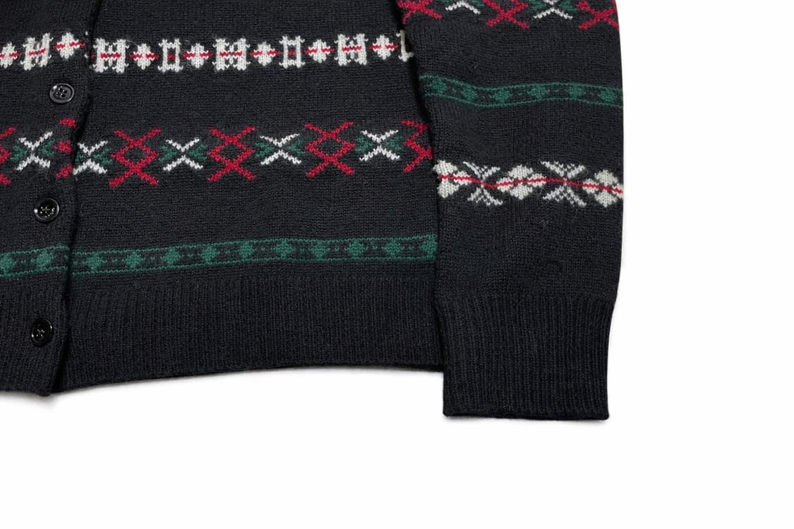 JPN 일본 빈티지 노르딕 페어아일 보헤미안 패턴 울 니트 가디건 스웨터 상품이미지5