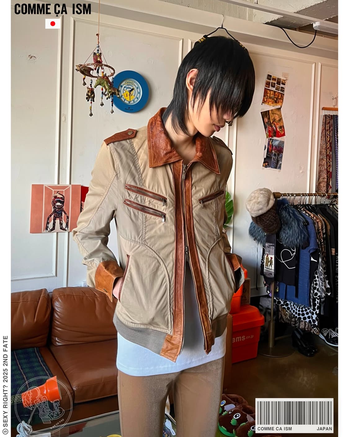 COMME CA ISM Leather Trim Trucker Jacket 상품이미지1