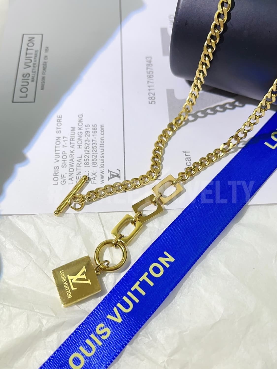 LV 골드 체인 목걸이 골드 풀박스 상품이미지4