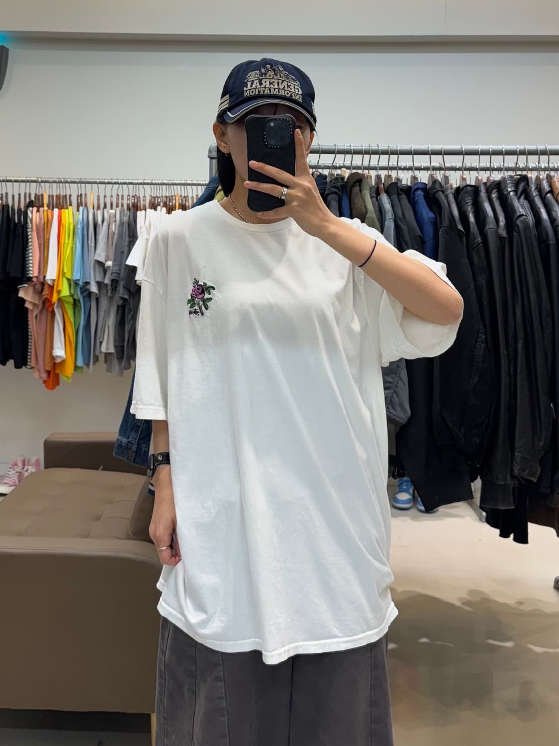 스투시 가슴 플라워 반팔 XL 80 57 58 24.5/6 상품이미지8