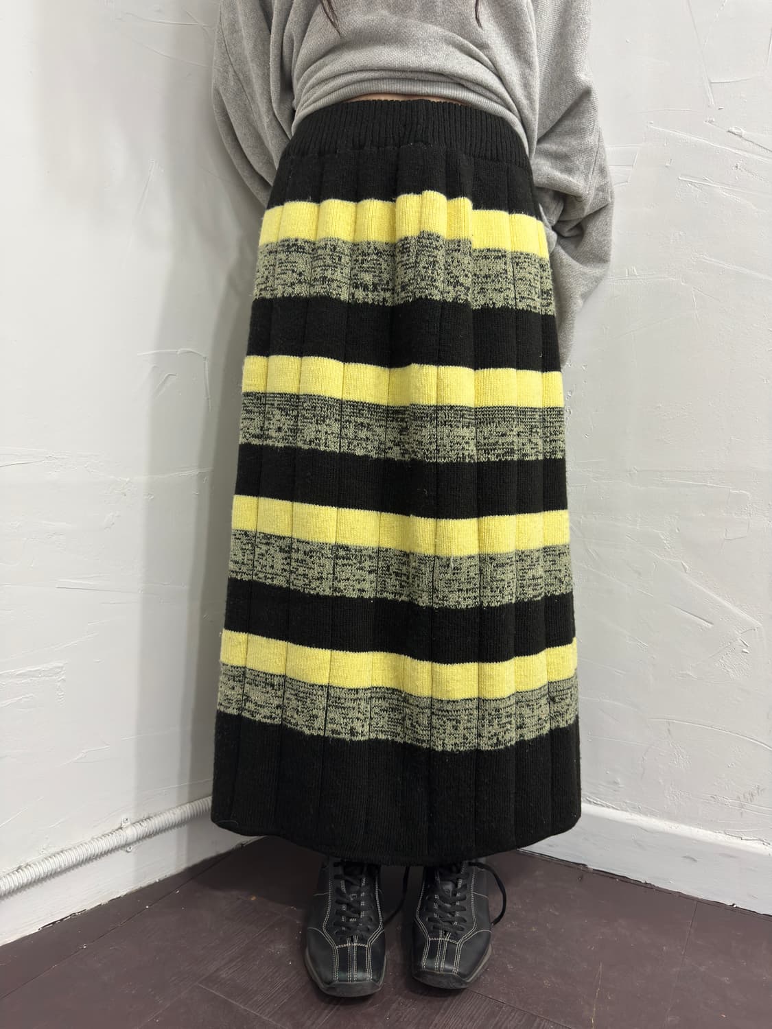 black&lemon stripe knit long skirt 상품이미지5
