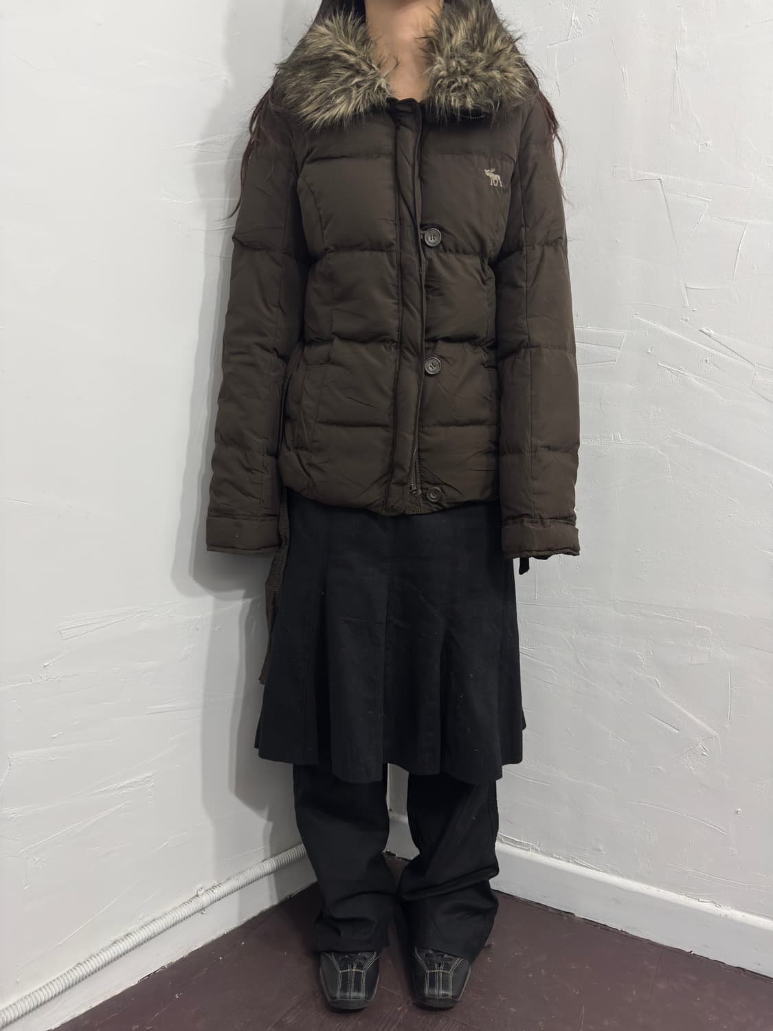 abercrombie brown fur detail padding 상품이미지2