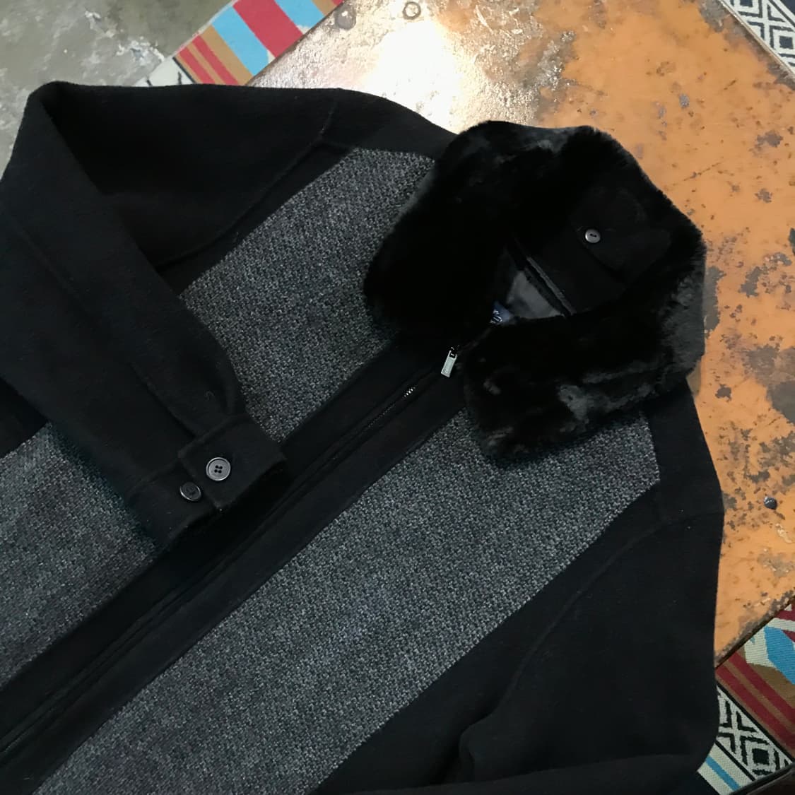 VTG 빈티지 블랙 배색 집업 블루종 자켓 남성 105 사이즈  상품이미지2