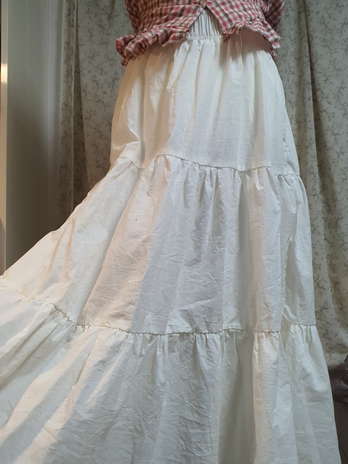 [핸드메이드] 화이트 레이스 캉캉 롱 스커트 속치마 상품이미지1
