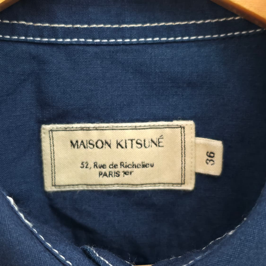 [36] 메종키츠네 스티치 네이비 셔츠 상품이미지5