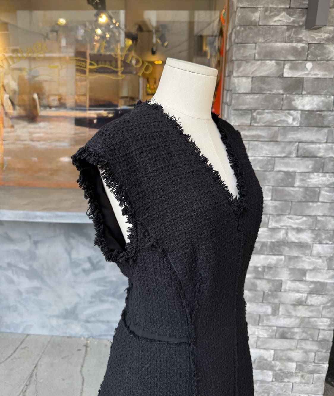 {파격할인}촬영용 의상Rebecca Taylor 블랙 트위드 원피스 Si 상품이미지9