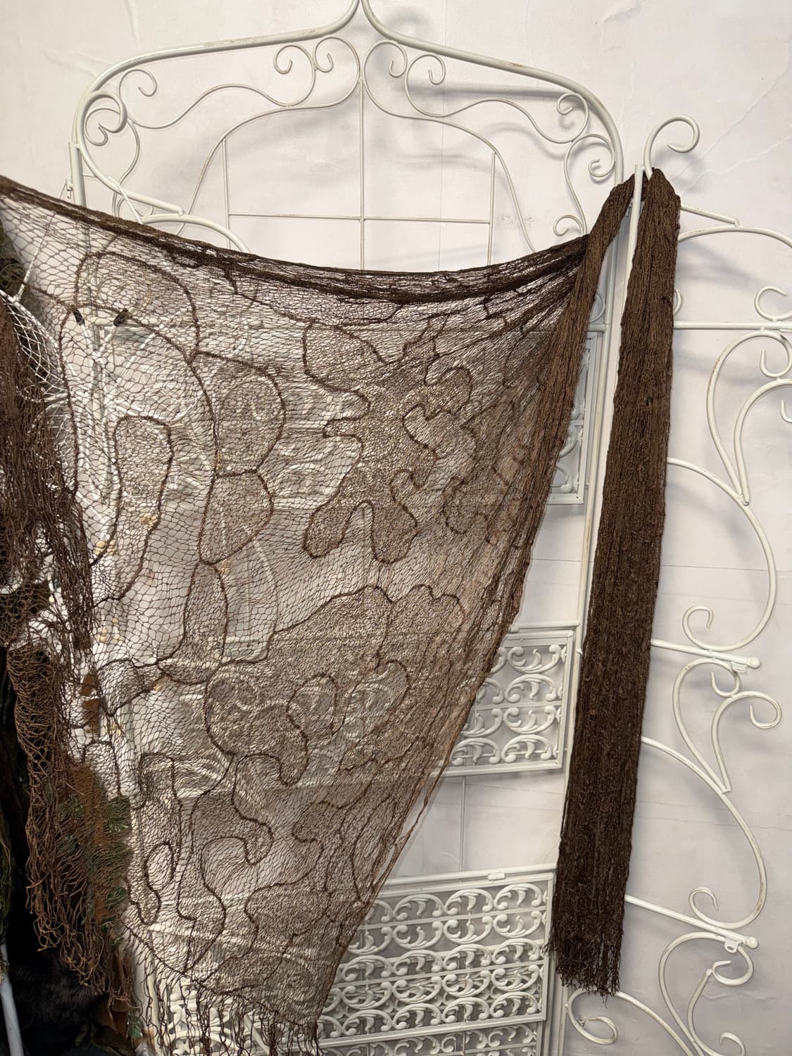 Brown grunge pattered net maxi scarf 상품이미지2