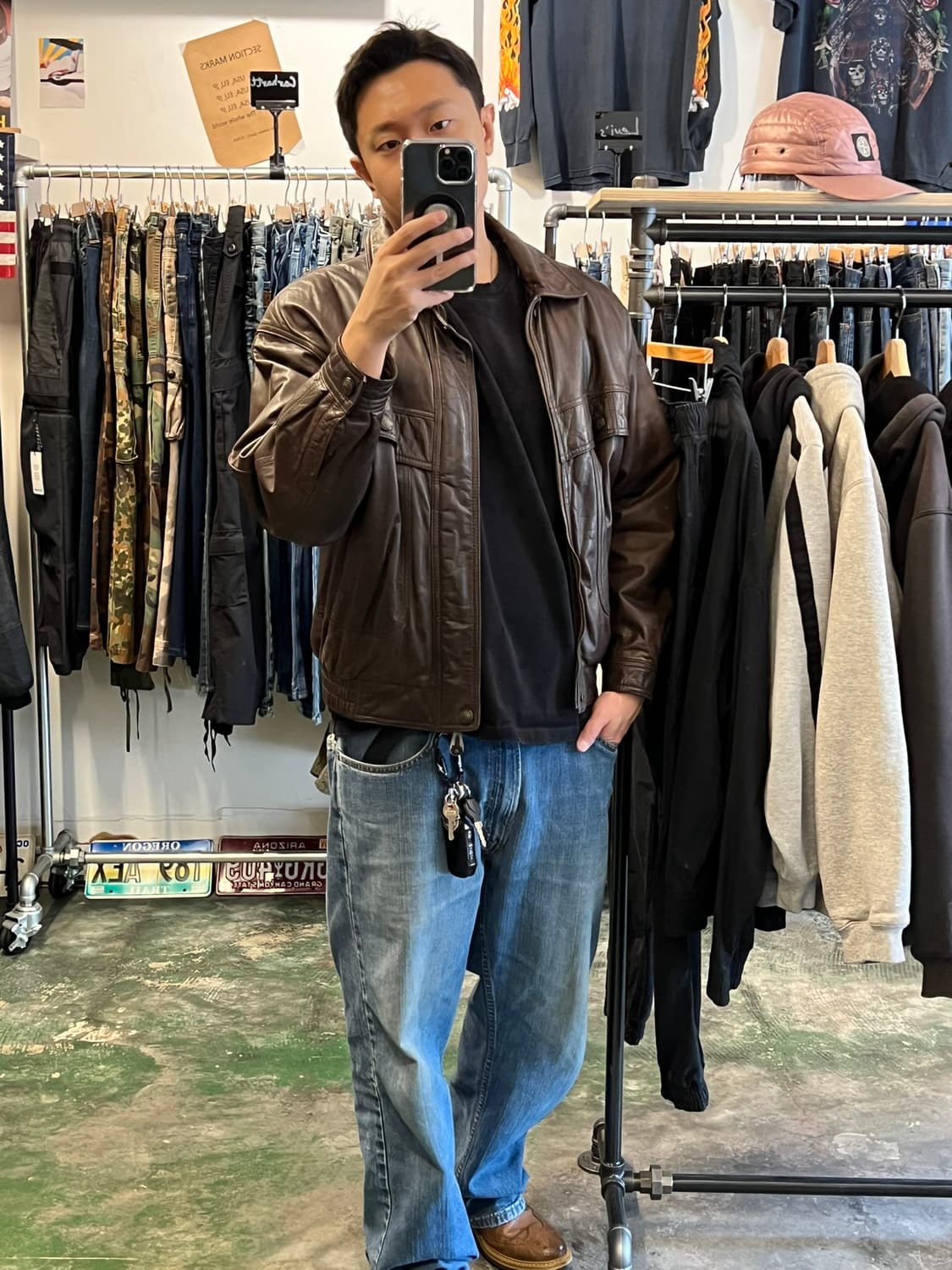 90s [95] 런던포그 소가죽 빈티지 블루종 가죽자켓 상품이미지9