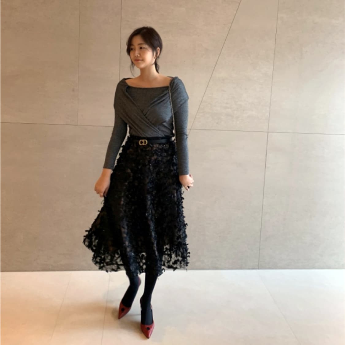 프롬엘로힘(FROM ELOHIM) 리본레이스 풀스커트 44 상품이미지2