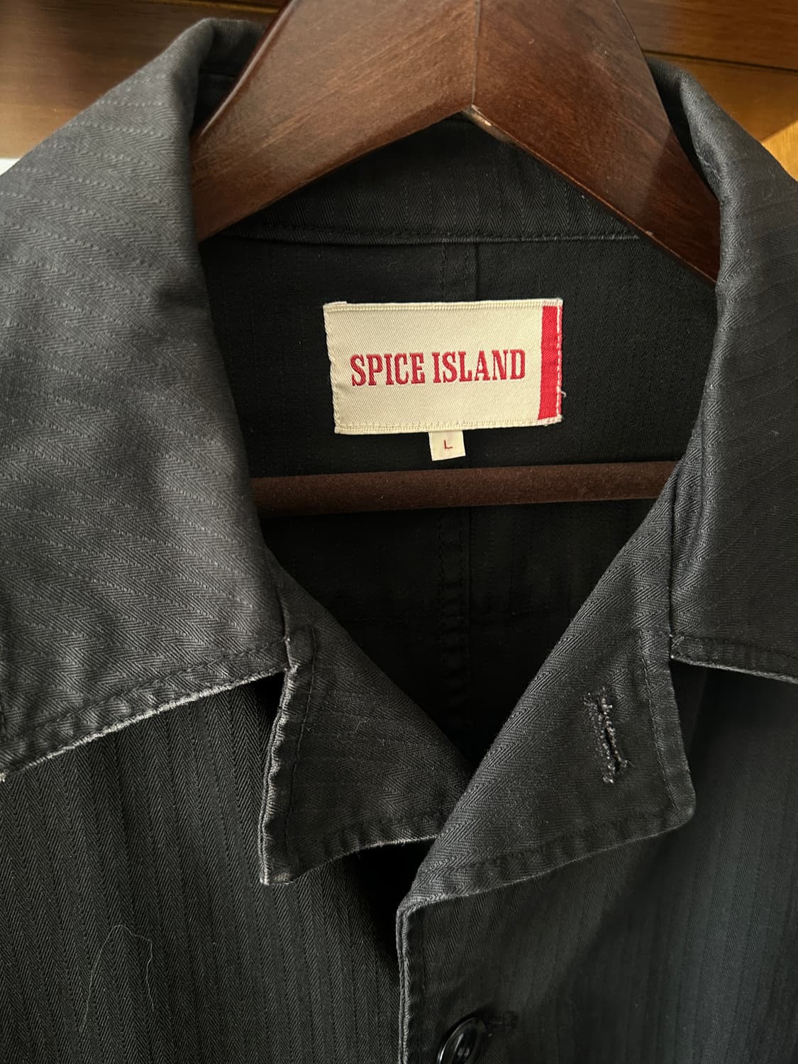 SPICE ISLAND 헤링본 블랙 워크 커버올 자켓 상품이미지6