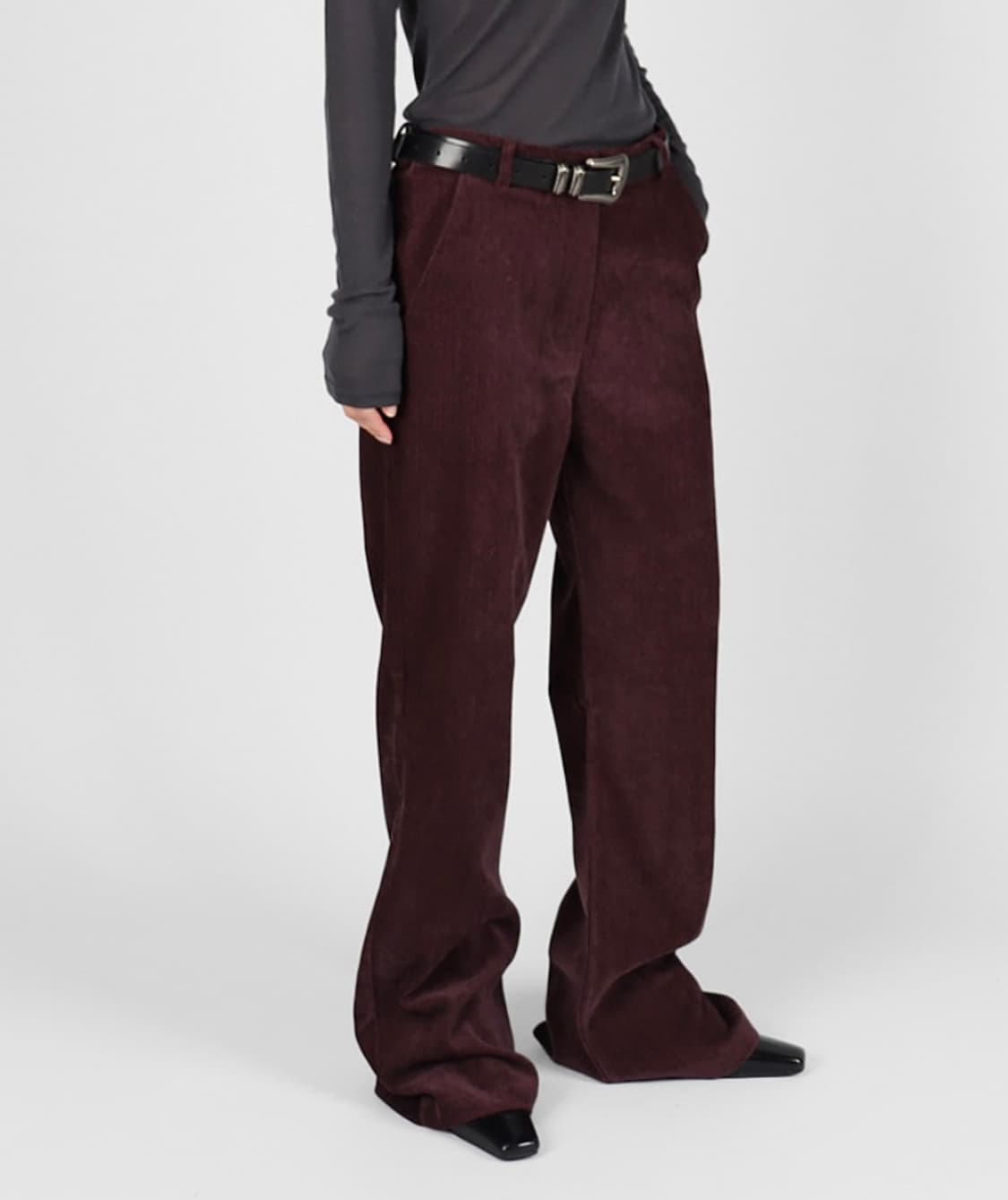 버건디 부츠컷 팬츠 상품이미지1