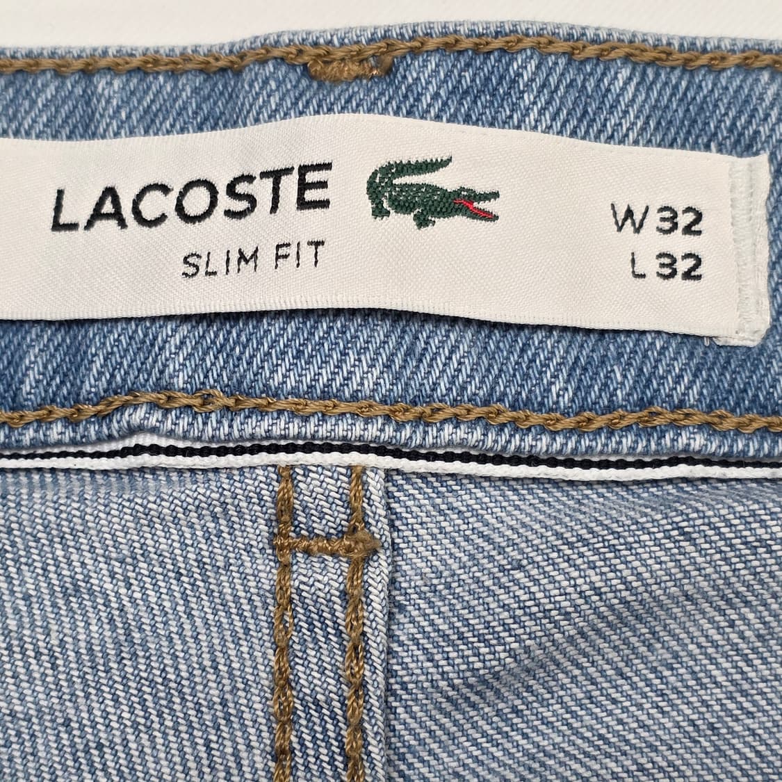 1076 라코스테 LACOSTE 슬림핏 라이트 블루 데님 팬츠 (W32 상품이미지7