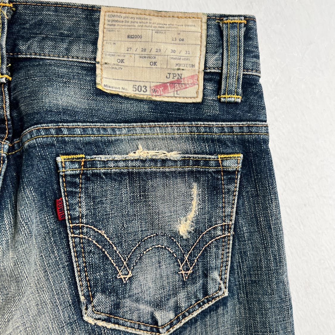 Edwin 에드윈 디스트레스드 데님 팬츠 27 상품이미지8