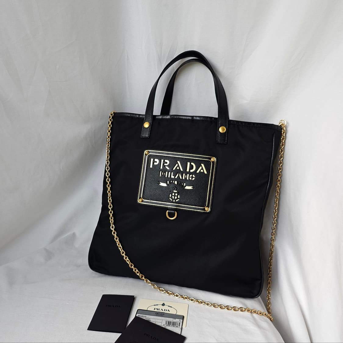 [정품 PRADA] 프라다 금장 나일론 토트백 서류가방 상품이미지1
