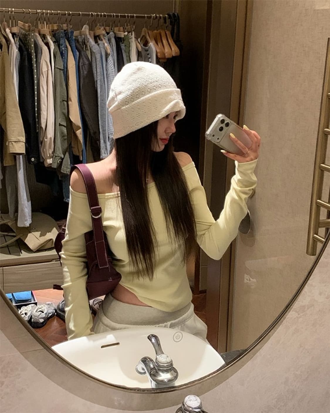베이델리 퍼브 오프숄더 긴팔 티셔츠 레몬 상품이미지3