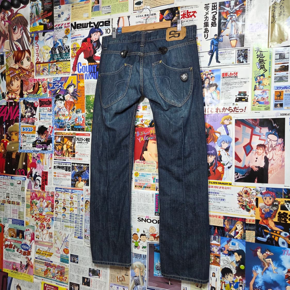 빈티지 진청 백포켓 로우라이즈 스트레이트 팬츠 상품이미지1