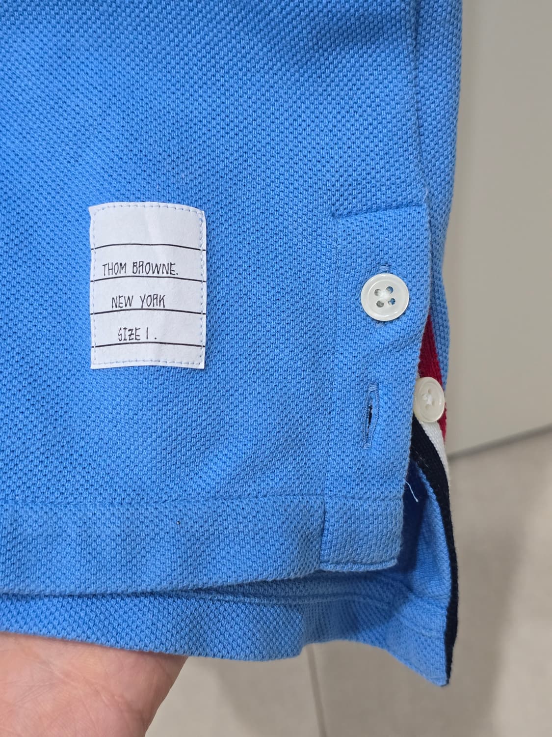 톰브라운 블루 반팔 카라티 상품이미지2
