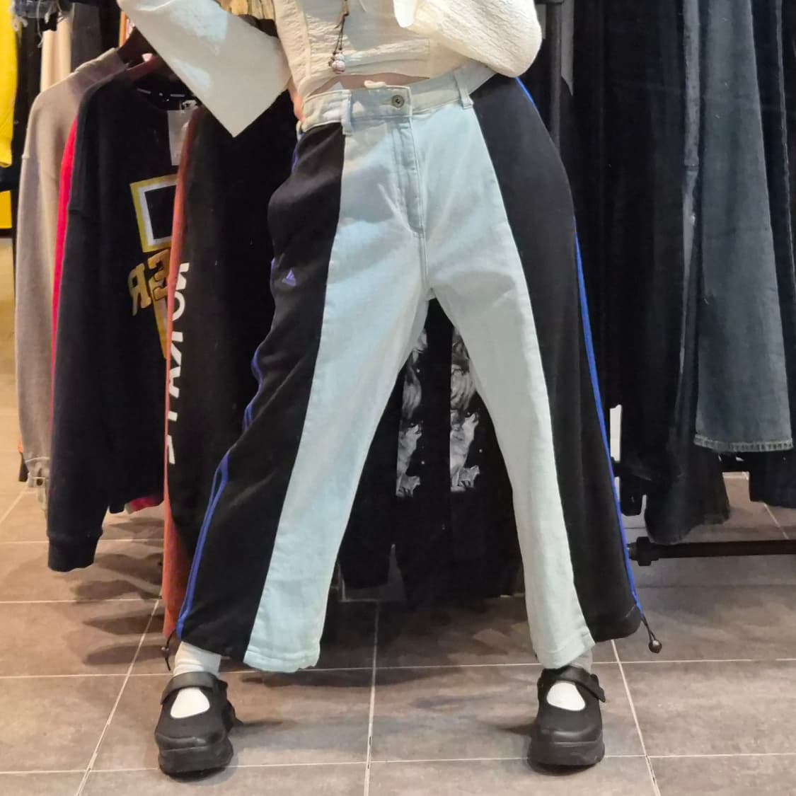 [NO.9] 데님 아디다스 트레이닝 믹스 팬츠 상품이미지3