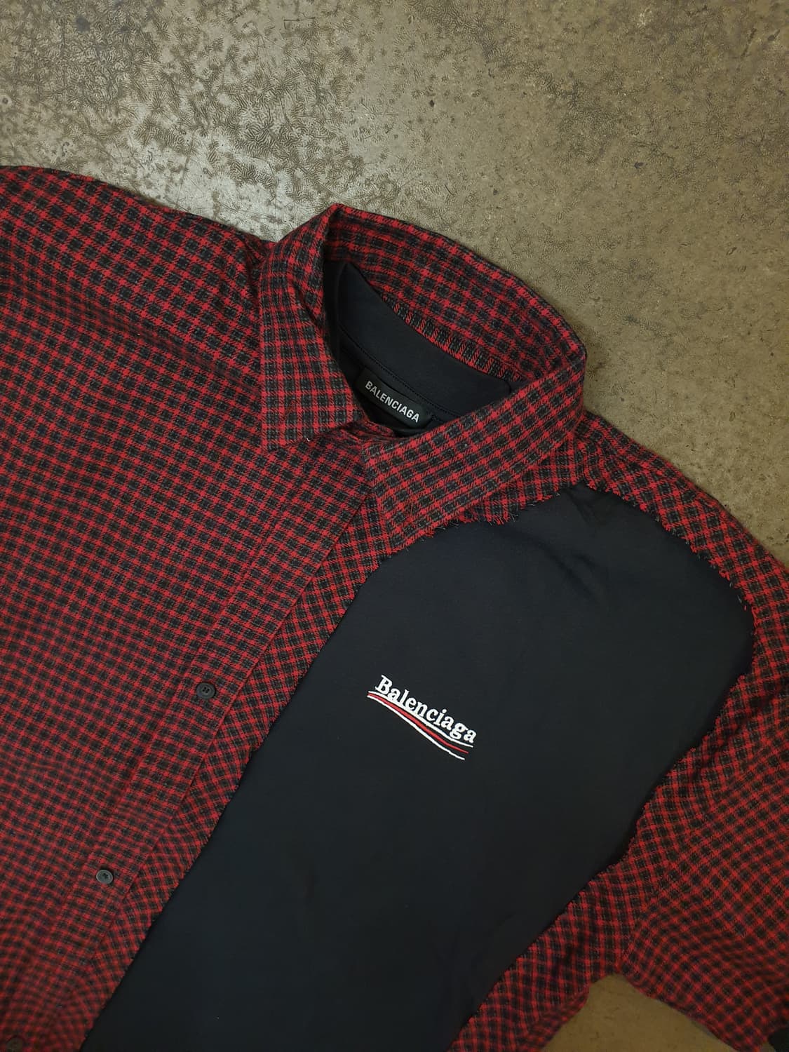 발렌시아가 체크 셔츠 레드/블랙 새상품✅️ 상품이미지4