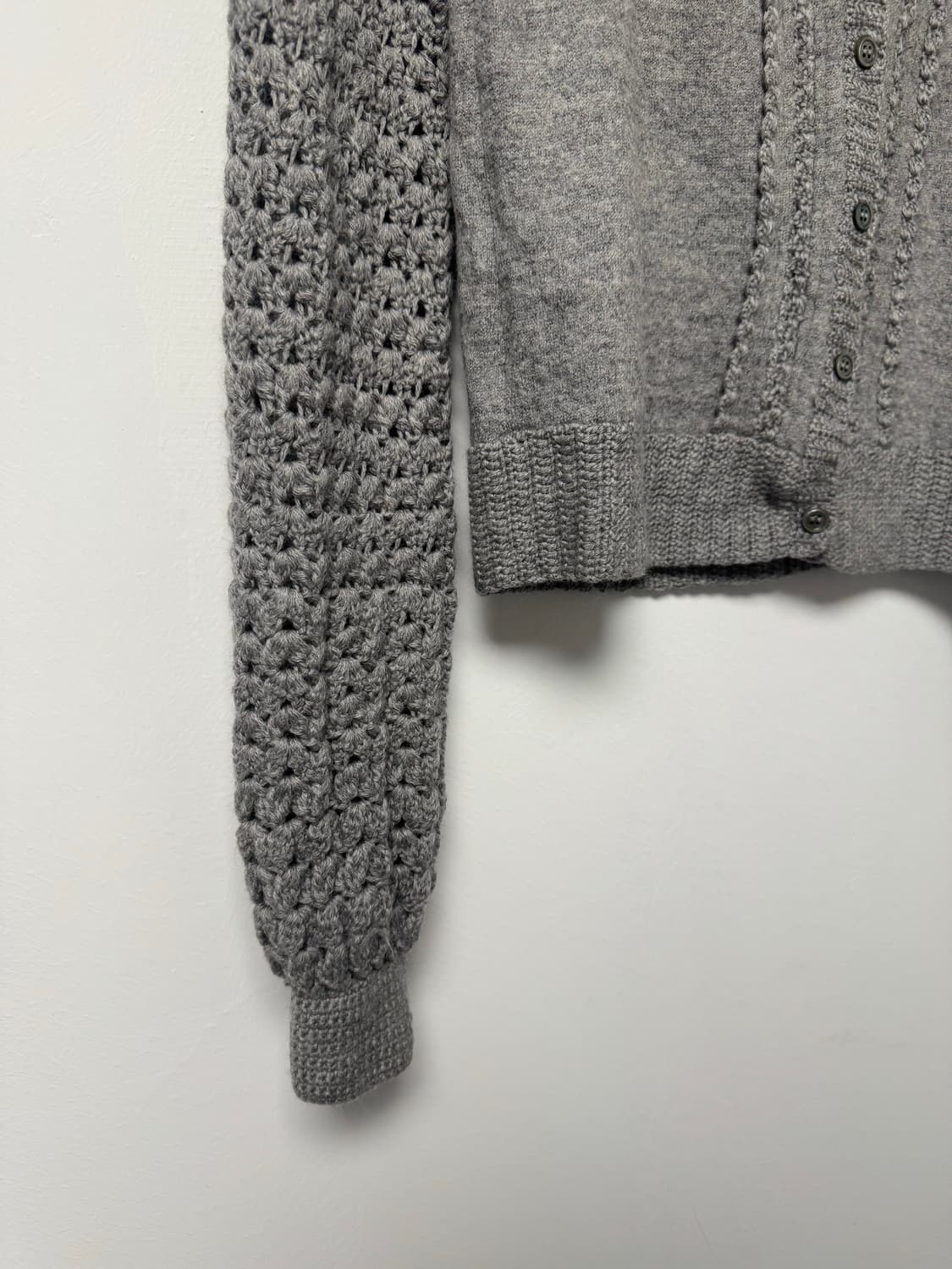 아떼 바네사브루노 벌룬 그레이 짜임 패턴 울 니트 가디건 S 상품이미지4