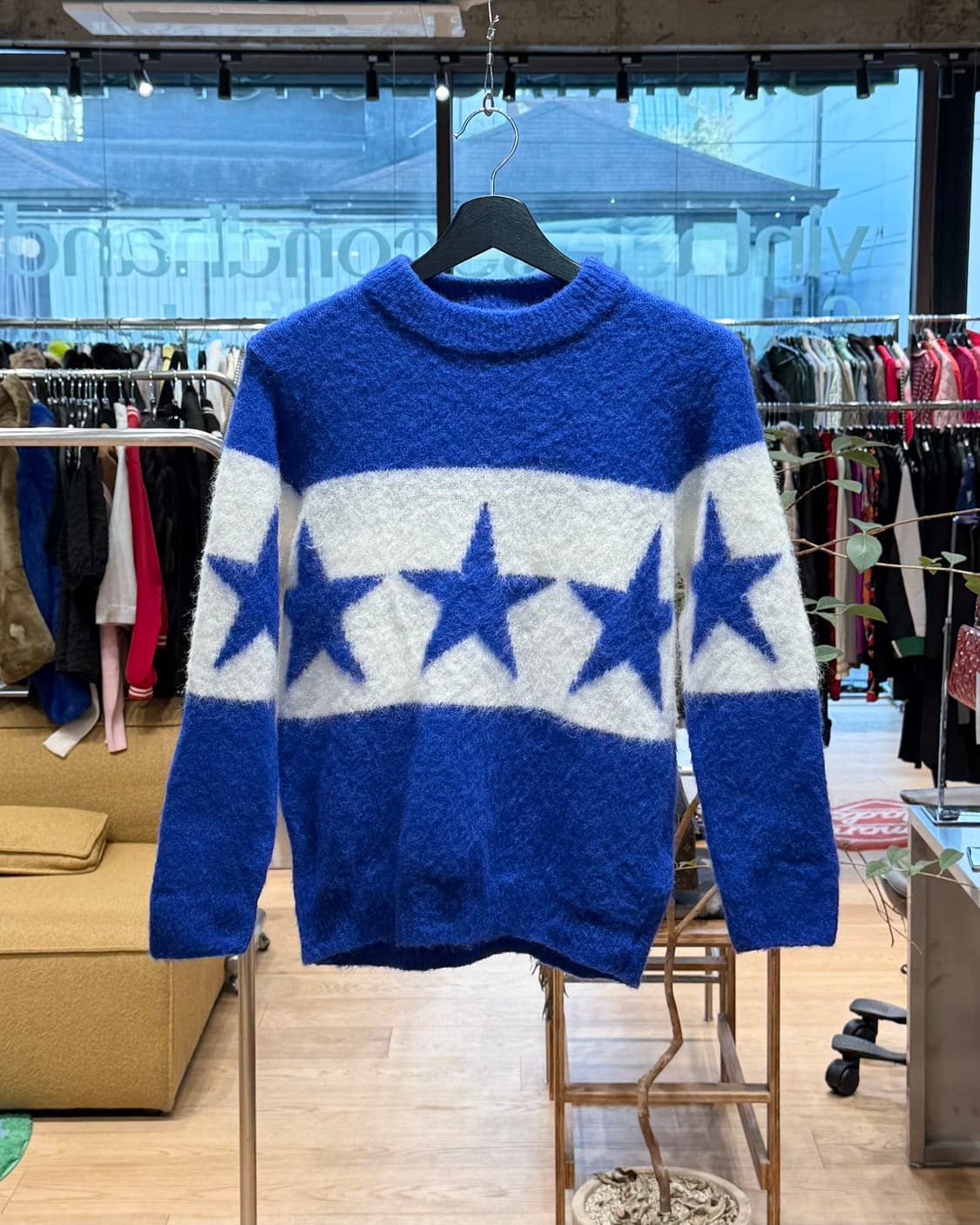 산드로 블루 스텔라 크루 인타르시아 니트  상품이미지1