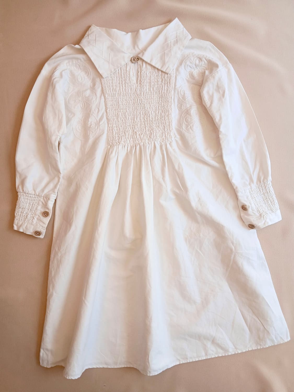 유니크 디테일! BEAMS BOY 화이트 스모킹 자수 원피스 상품이미지2