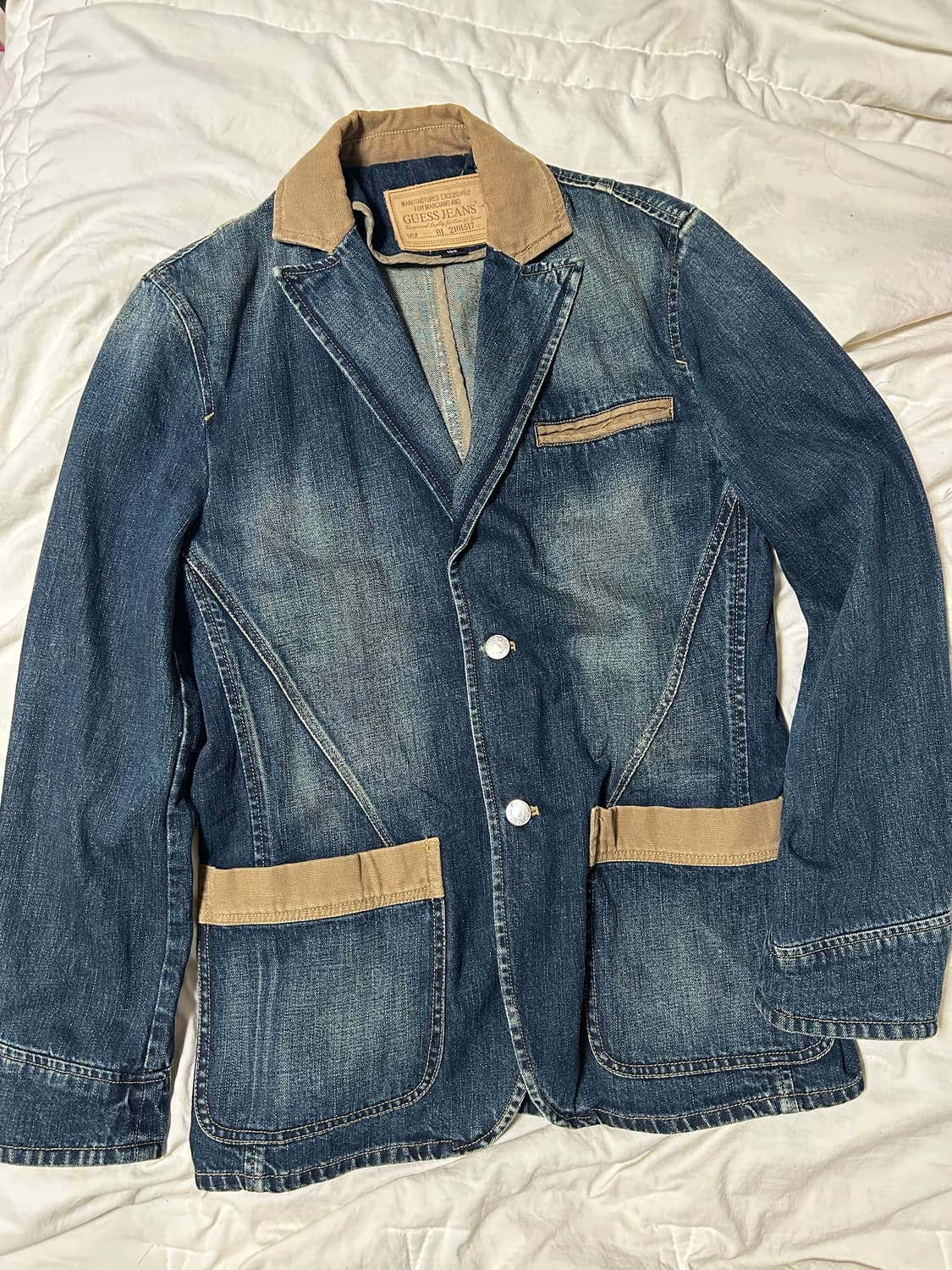 게스 진 배색 워싱 워크 청자켓 상품이미지2