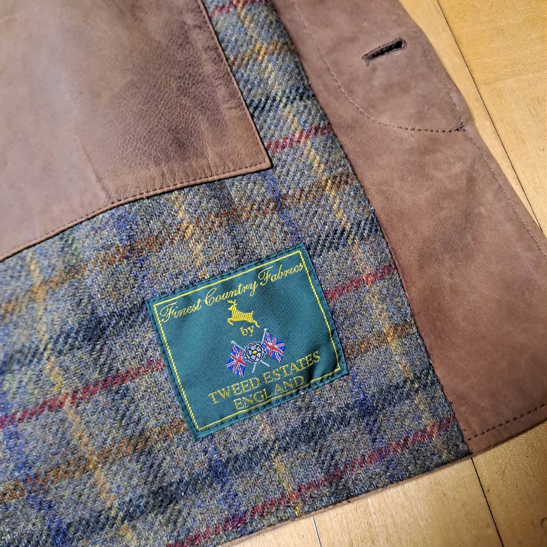 (택포) 시어링 가죽 퀼팅 자켓 잉글랜드 트위드 원단 120 B478 상품이미지9