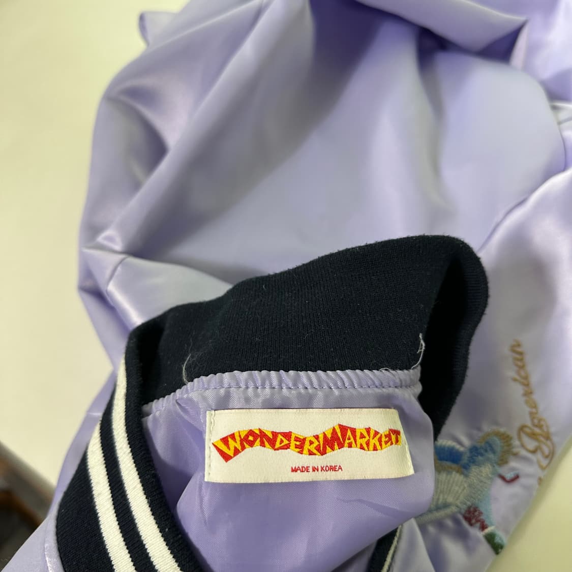 M 원더마켓 오버핏 라이트퍼플 청둥오리자수 스카쟌자켓 상품이미지6
