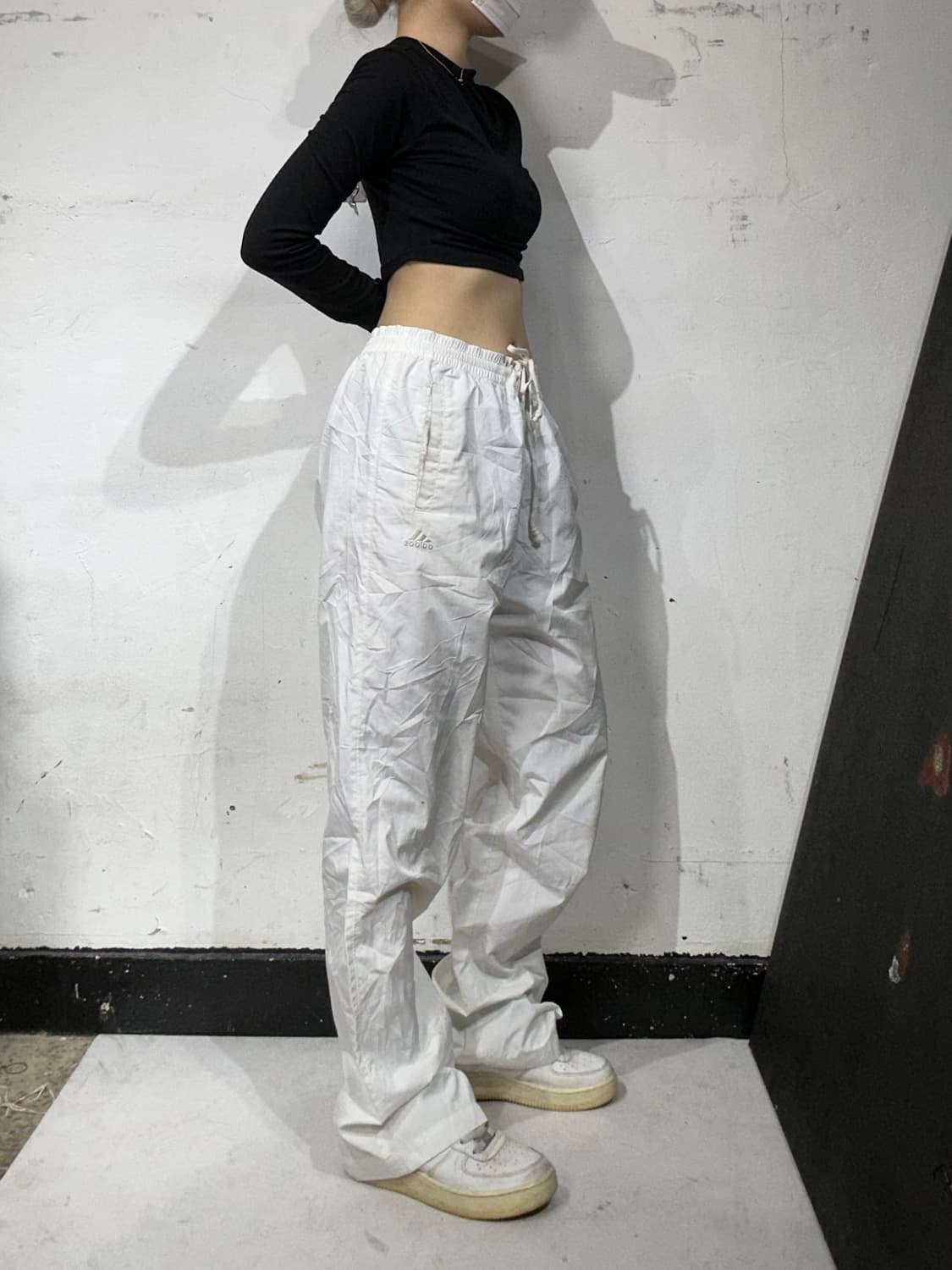 아디다스 화이트 와이드 트랙 팬츠 댄스 추리닝 바지 L 상품이미지1